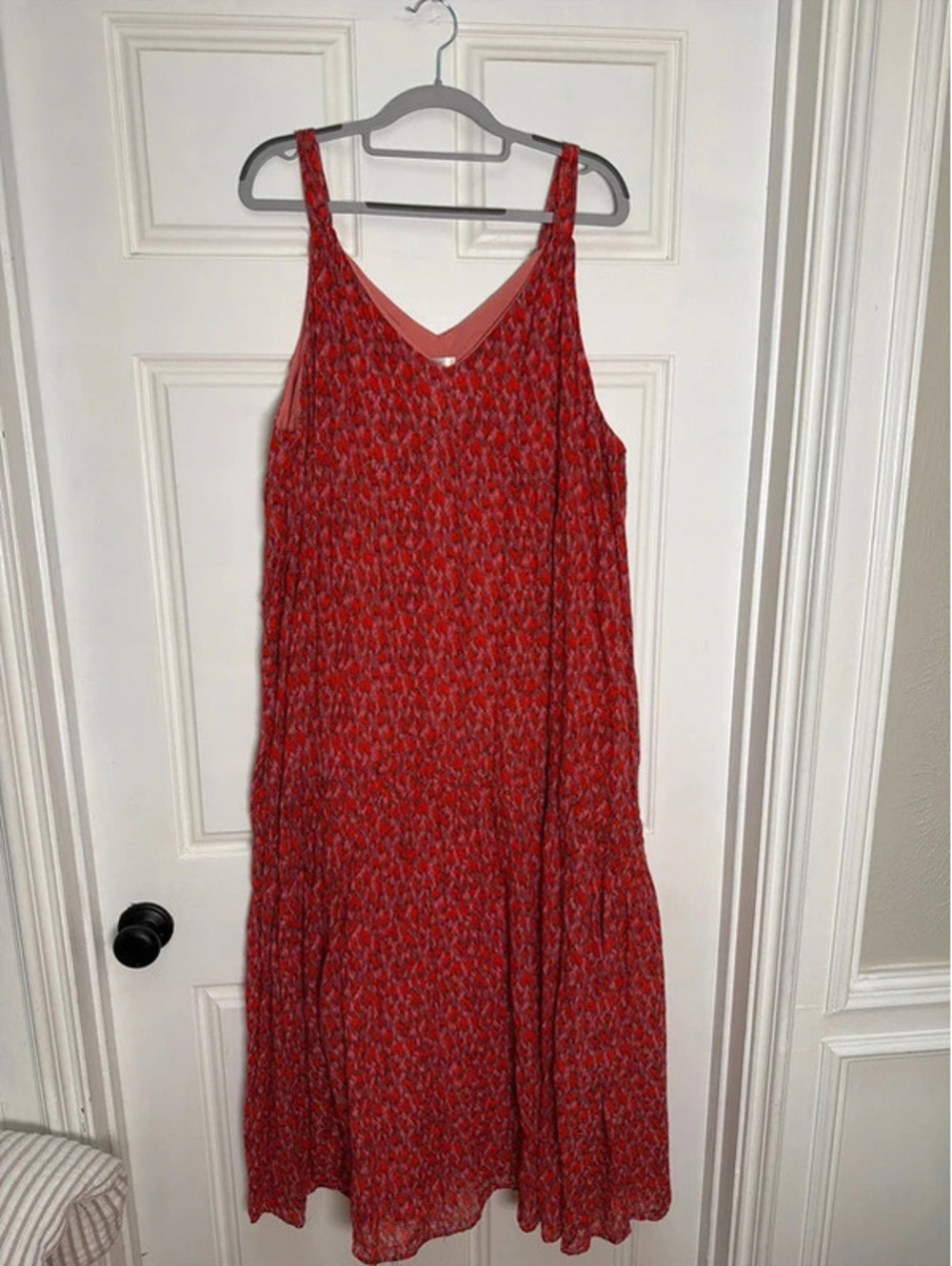 Joie Red Pink Boho Maxi Dress XXL Sleeveless 100% Cotton